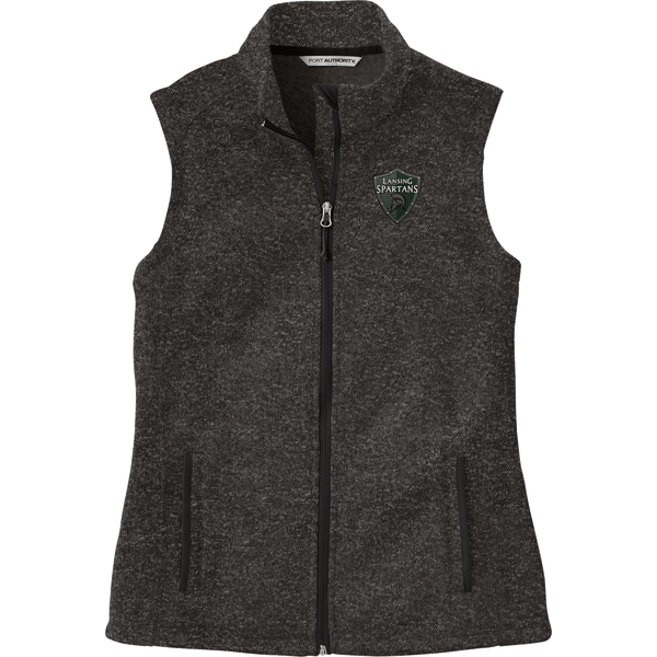 Lansing Spartans Ladies Sweater Fleece Vest