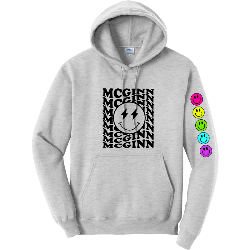 McGinn "Smiley Neon Sleeve" Core Fleece Pullover Hooded Sweatshirt