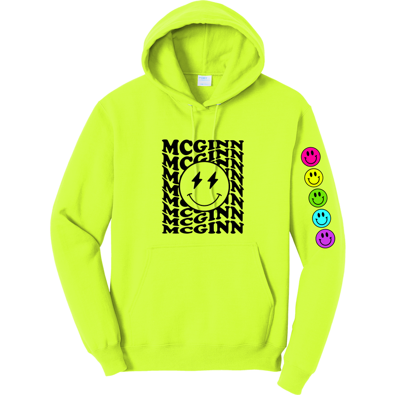 McGinn "Smiley Neon Sleeve" Core Fleece Pullover Hooded Sweatshirt